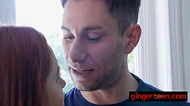 petite ginger babe bounces her ass for camera