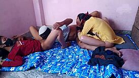 Fucking Friend's Girlfriend in Threesome with Hindi Voice