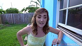 Hey, did hot teen Kat get caught sneaking in the backyard?