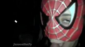 That teen babe as spider sucks huge dick.