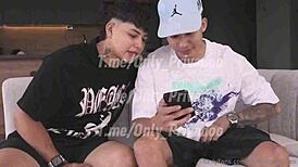 Gay men Camilo Quonez and Danner Mendez give each other head