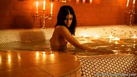 brunette cougar dances erotically, teasing nude in indian striptease