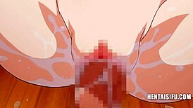 In an uncensored anime, girls at the company seduce and fuck the intern