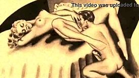 Detailed vintage erotic drawings
