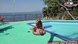 German tourist interviews Spanish Latina teen for outdoor adventure