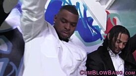 Blacked Bitch Tugs Multiple Cocks in Hardcore Group Banging Scene