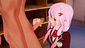 Innocent-looking teen gets creampied in Guilty Crown hentai