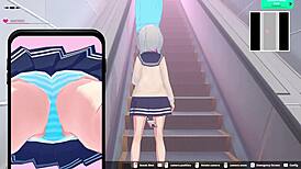 Loop Train H-Game Elevator Scene With Squirting And Creampie