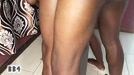 Petite ebony girl with big ass experiences various dirty sex positions ending in creampie and cumshot.