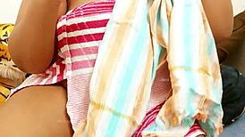 Indian college coed flashes big tits and boobs to her brother in a teasing display