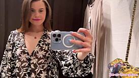 Sexy brunette shows off see-through tops in haul