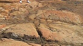 Beautiful Young Brazilian Watched Having Public Sex on Beach Rocks