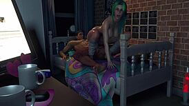 cam girl takes time off for reverse cowgirl anal in 3d porn, her curvy body bouncing