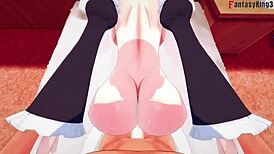 I watch Rem the maid in naked sex, her big boobs bouncing in POV.