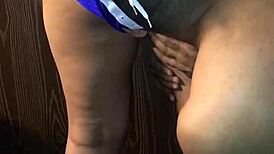 Admiring, caressing, sucking, and slapping that beautiful Latina wife's ass before anal