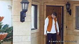 Muscle suspect slams handsome cop with anal in bedroom action.