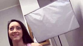 Banging blue-eyed sporty teen for cash in public outdoor