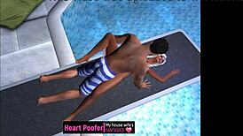 Captured On Public Pool's Jumping Board In Cartoon.