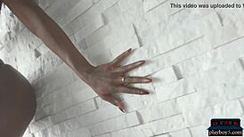 tall black milf ana foxxx strips down and enjoys a hot bath