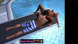 Captured On Public Pool's Jumping Board In Cartoon.