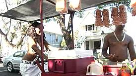 Ebony chick's ass gets jizzed after intense couch screwing and riding