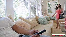 I gave special attention to my busty milf stepmom's pussy with my big cock