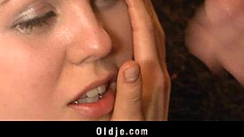 Hey, that old fart is really going at it with that cutie slutty teen, sucking and fucking her small tits