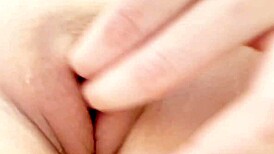 Lonely sexy girl masturbates her wet pussy, craving a big load of cum on her tits.