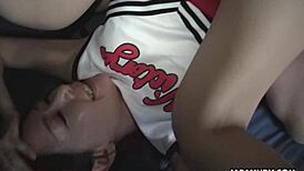 Japanese cheerleader Tomomi Matsuda enjoys wild uncensored sex after practice.