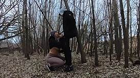Blonde wife sucks cock in public park