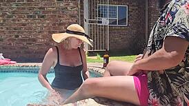 Old fat guy gets his cock sucked by hotel girl in public 😏