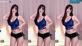 Vietnamese girl performs a quick dance for photos