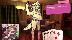 two chicks playing furry strip poker 😈