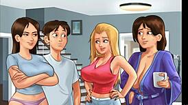 Summertime Saga got me hooked! Pervert neighbour spies on cheerleaders with perky boobs 😍