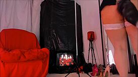 Naughty curvy maid cleans room and poses