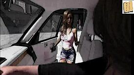 This blonde wife and her 17-year-old stepdaughter explore erotic anime game at home