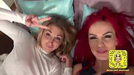 Pina Popp and Amy Starr dive into hardcore homemade lesbian love with intense action.