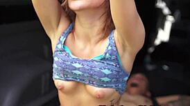 Hitchhiking beauty gets facial from dominant stranger after ride