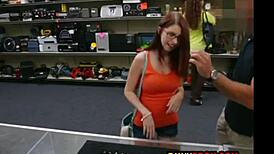 busty nerd gets fucked for student loan in horny group reality