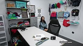 Latina teen caught on hidden cam at office