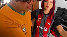 Husband blindfolds wife for friend's cheating fuck, all for cash!