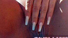 Taboo Crossdresser Teases Swollen Pussy in Star Bikini