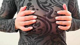 Wearing Sweatshirt Revealing Large Breasts And Nipples For Outdoor Orgasm