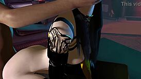 3d sexy asian robot in lingerie gets attention