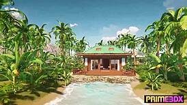 Deep tissue massage turns into futanari foursome animation! 😍