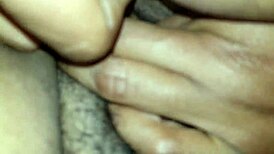 Ebony Lesbian Rubs Hard Clit On Creamy Hole