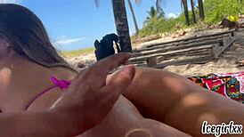 Latina amateur gets ass worshiped, tits in see-through bra, wet in nature with tattooed beauty