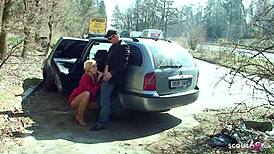 Real Teen 18+ Street Fuck on Parking Spot by Client