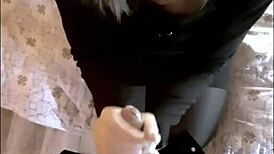 blonde with small breasts feels overwhelming pleasure from sucking big dick