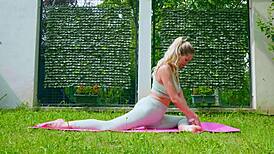 Hey, check Stella Cardo doing sexy outdoor yoga with that cute body!